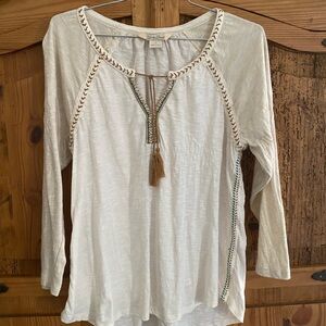 Bohemian Cream Top with Tassel Detail